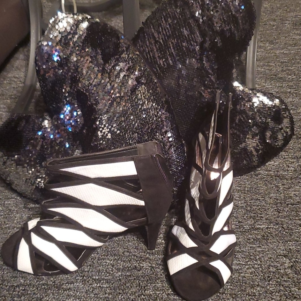 Ashley Stewart Black & White Booties
